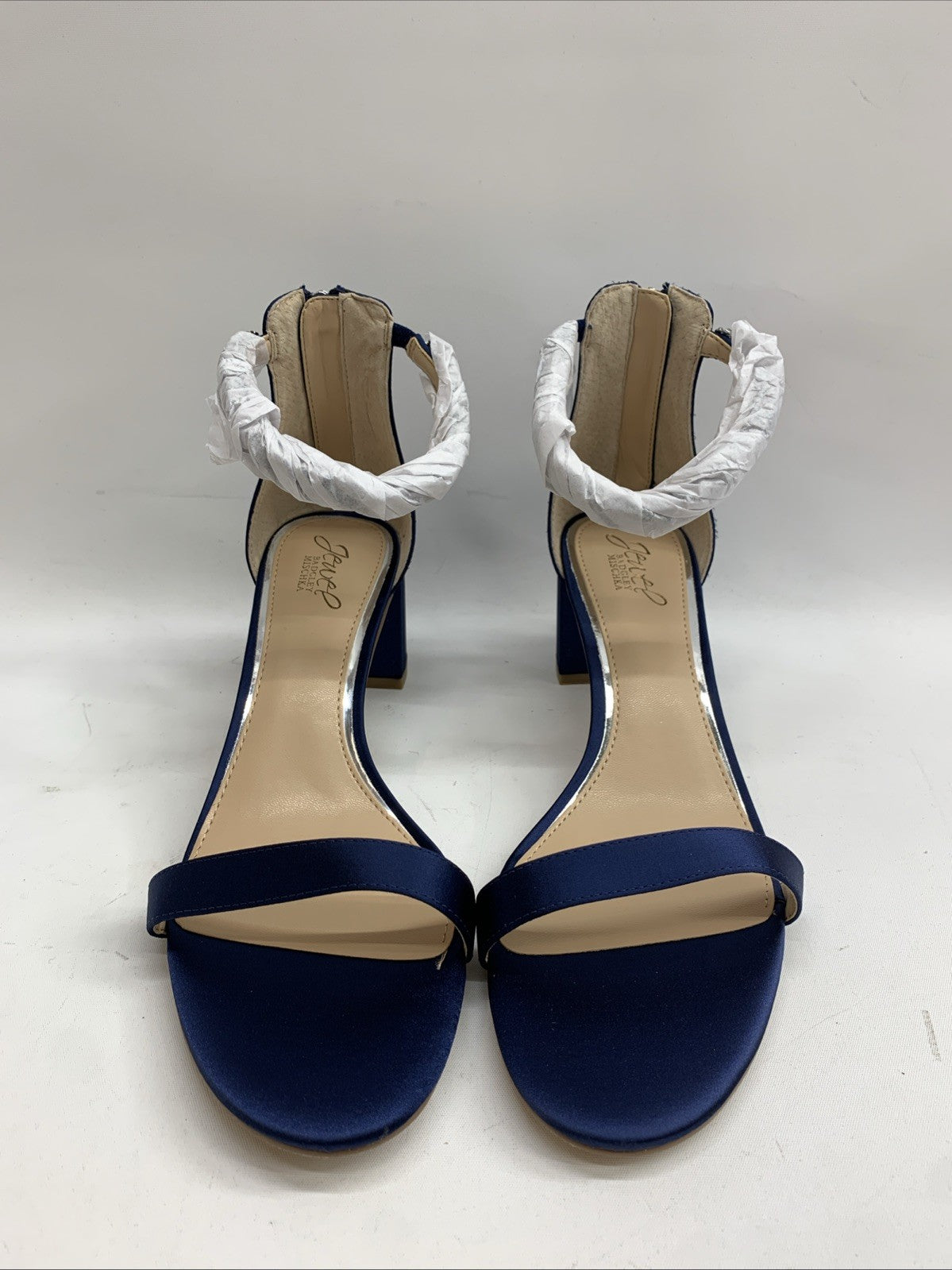 BADGLEY MISCHKA Jewel Catalina Navy Ankle Strap Block Heel Sandal JW4014 Size 11