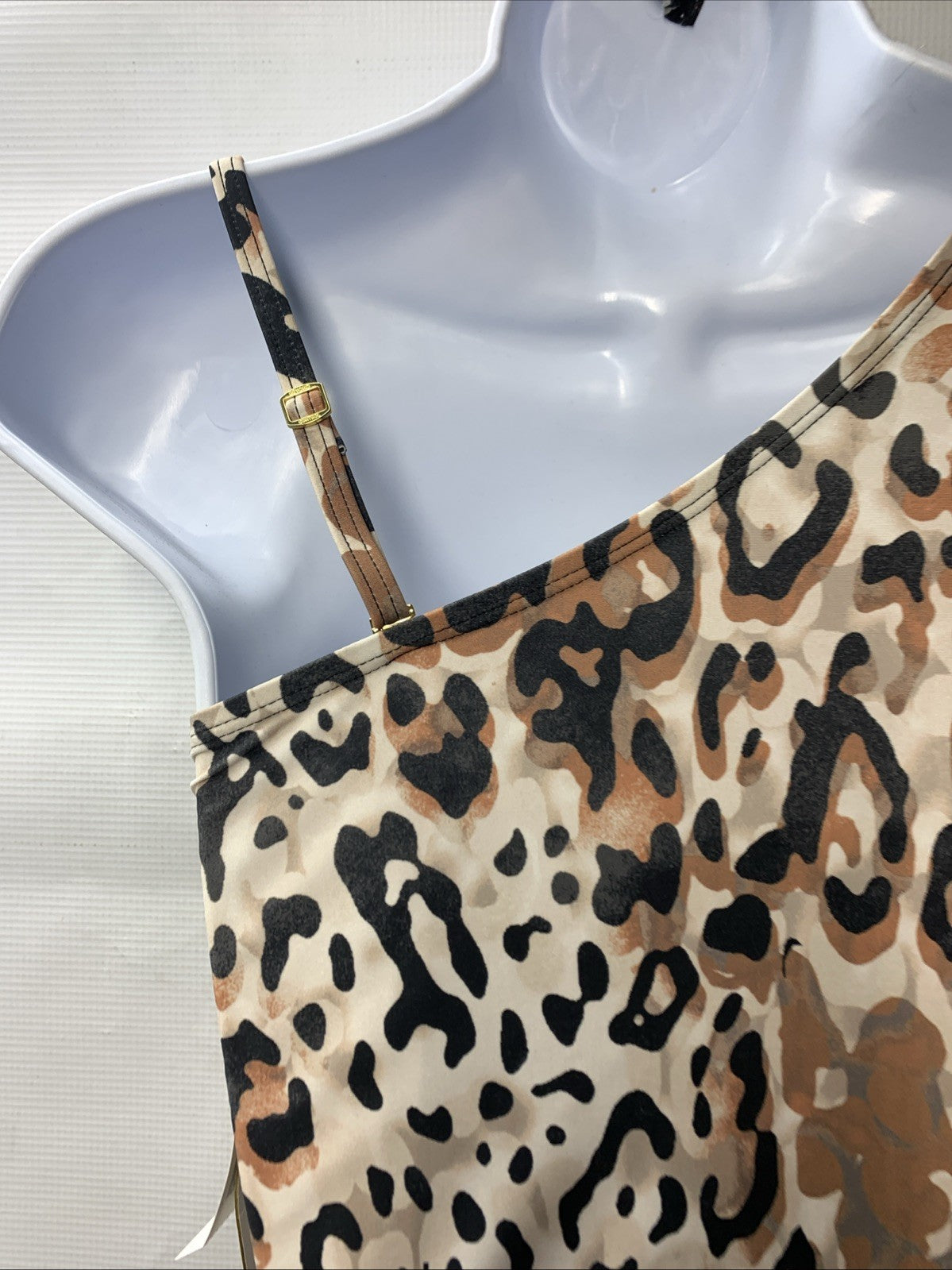 Beyond Control Women Brown Multi Mesh Animal-Print One-Shoulder One-Piece Size 6