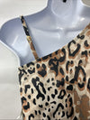 Beyond Control Women Brown Multi Mesh Animal-Print One-Shoulder One-Piece Size 6