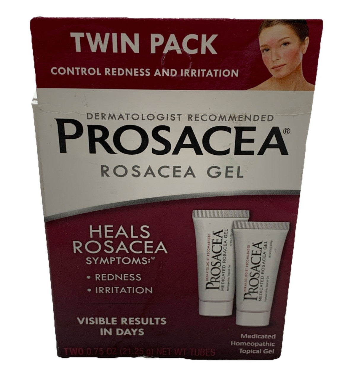 Prosacea Twin-Pack Rosacea Gel Treatment Control Redness Irritation for Face