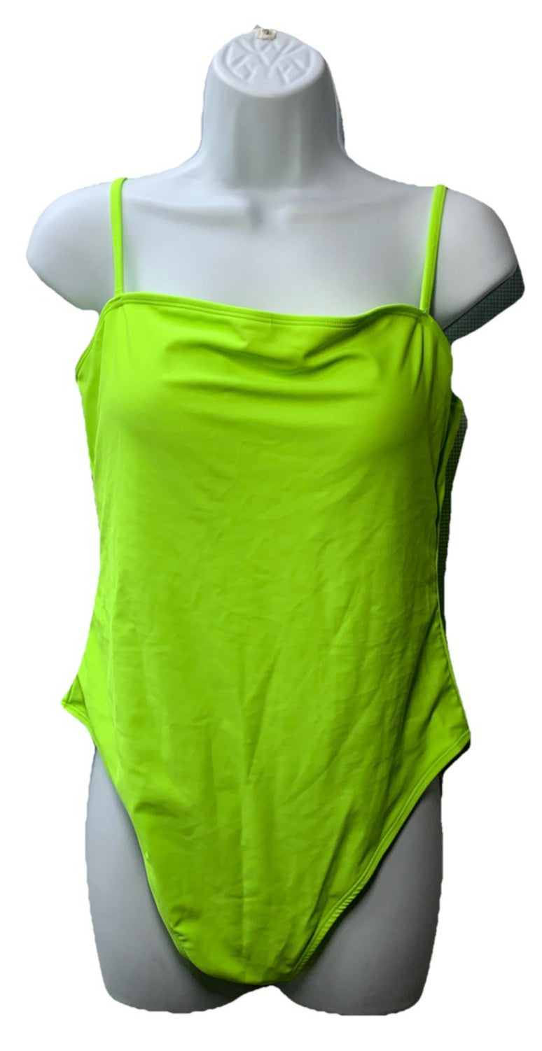 RELLECIGA Women's Bandeau One Piece Swimsuits XL Neon Green R2092-403 Swimwear