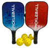Medica Pickleball Set Blue Red with Carry Bag, 4 Indoor Pickle Balls- 2 Paddle