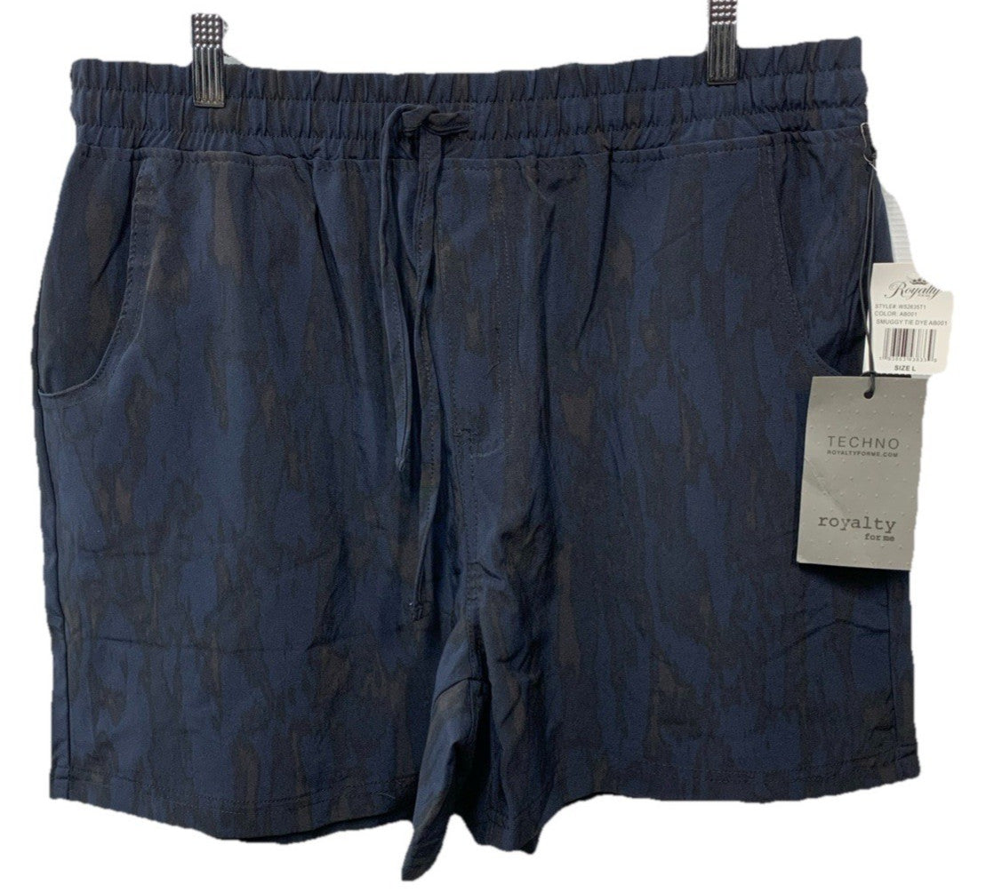 Royalty For Me Techo Men's Large Navy Blue AB001 Tie Dye Short 4 Way Stretch