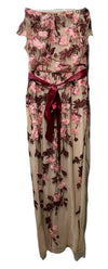 Adrianna Papell Women's Floral Cascading Floral Column Gown Short Sleeve Size 8
