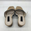 Sanctuary Women's Leather Cafe and Black Brisk Heeled Sandals Size 5.5 Slip-on