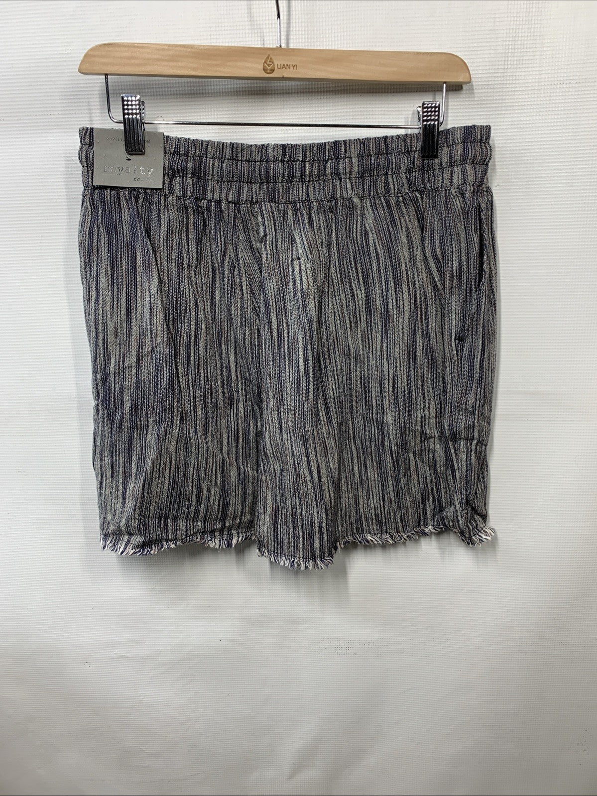 Royalty For Me Shorts Womens Medium Multi Striped Linen Pockets Drawstring Sz M