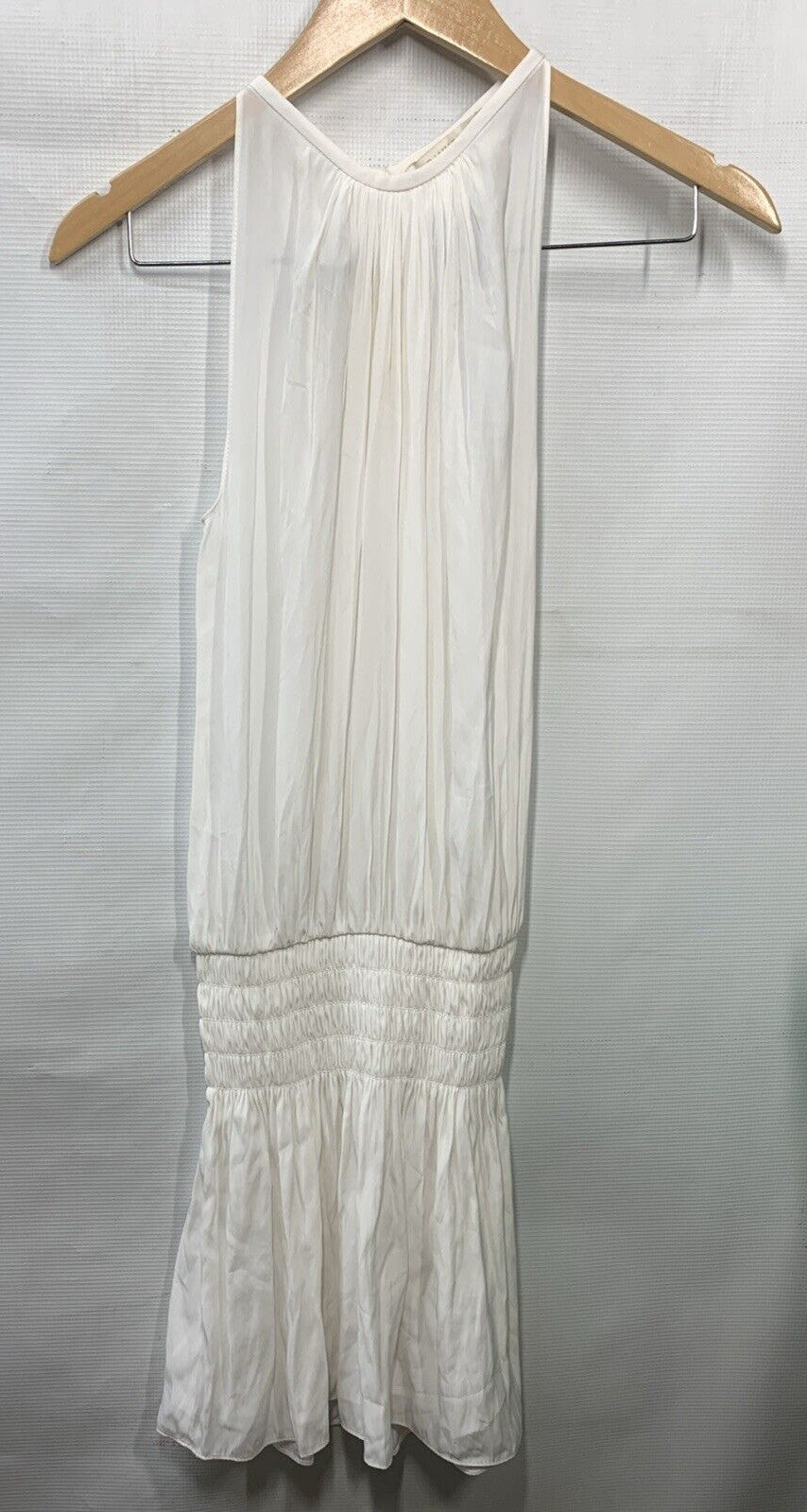 Ramy Brook Paris Women's Sleeveless Dress White XSmall Elastic Waist for Parties