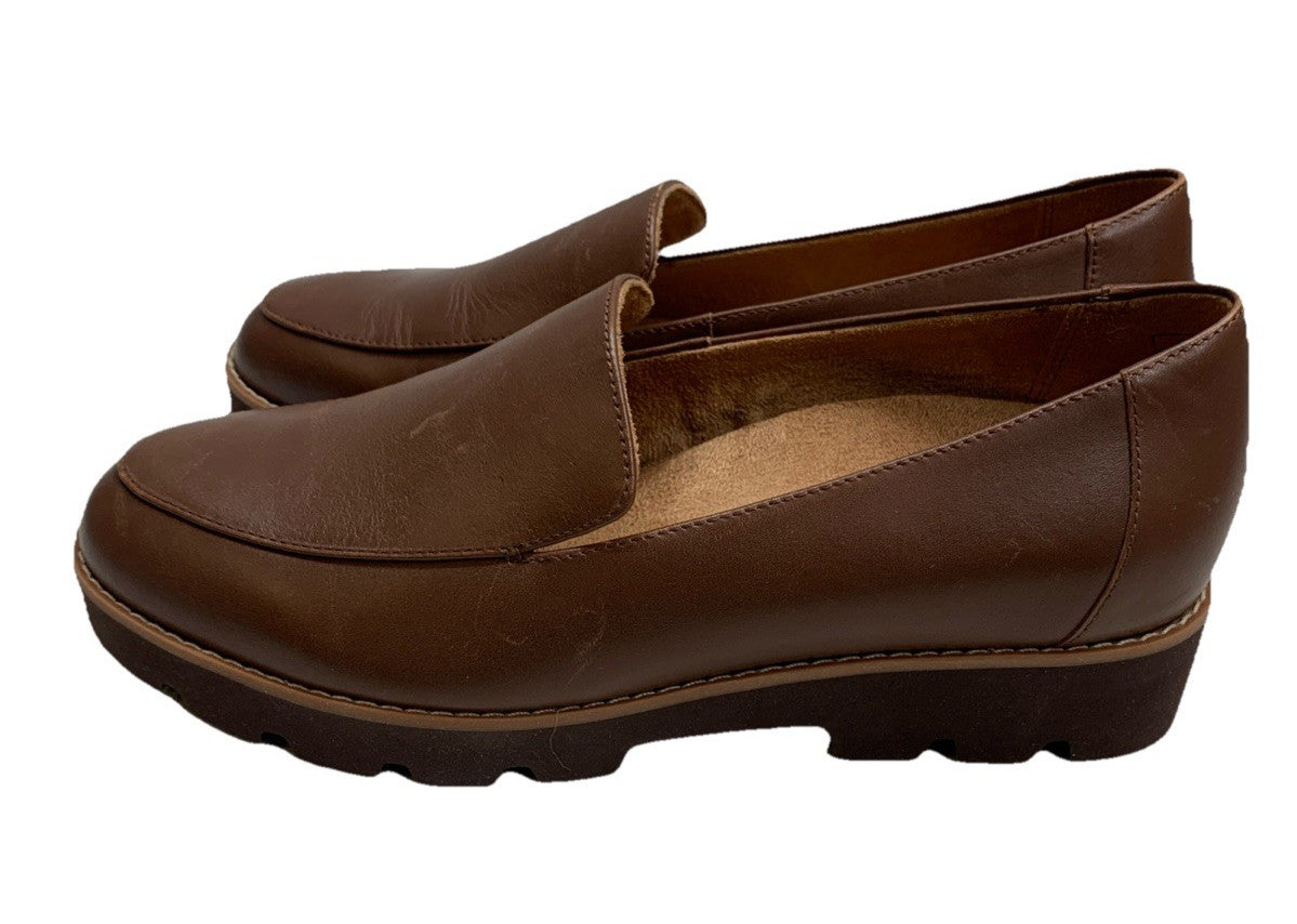 Vionic Women's Ava Wedge Loafer Brown Size 7W Slip-on Shoes Business Formal