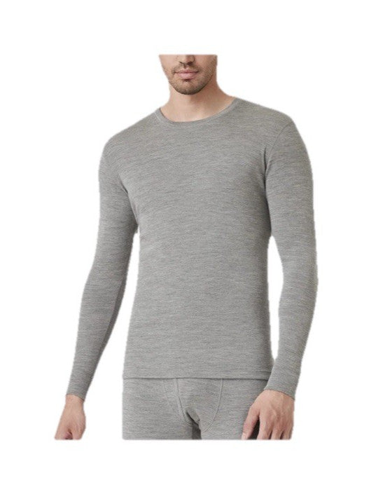 LAPASA Men's 100% Merino Wool Thermal Top: Heather Gray Long Sleeve Size XL