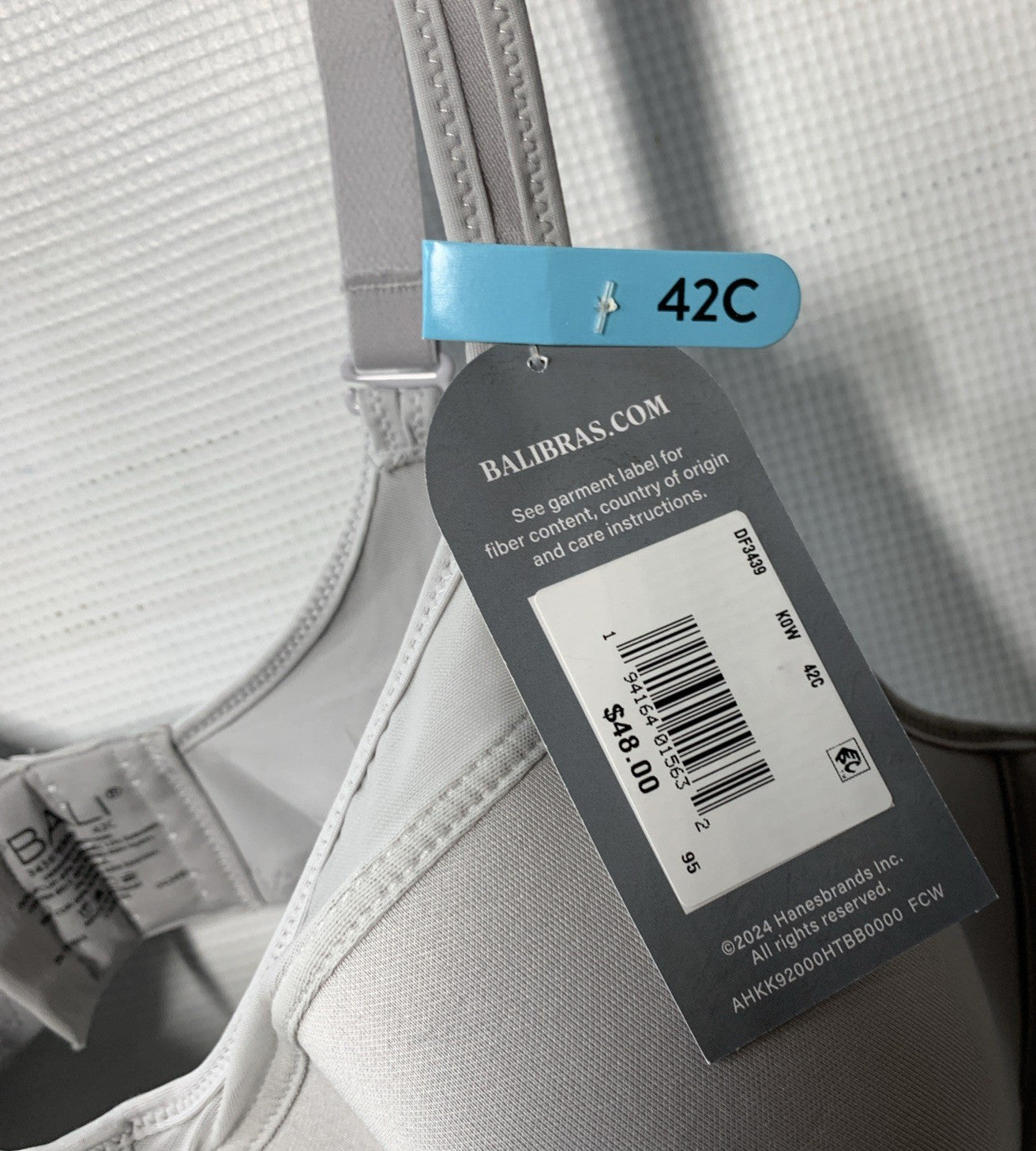 Bali One Smooth U Ultra Light Underwire Bra 3439/BB06 Full Coverage Size 42C