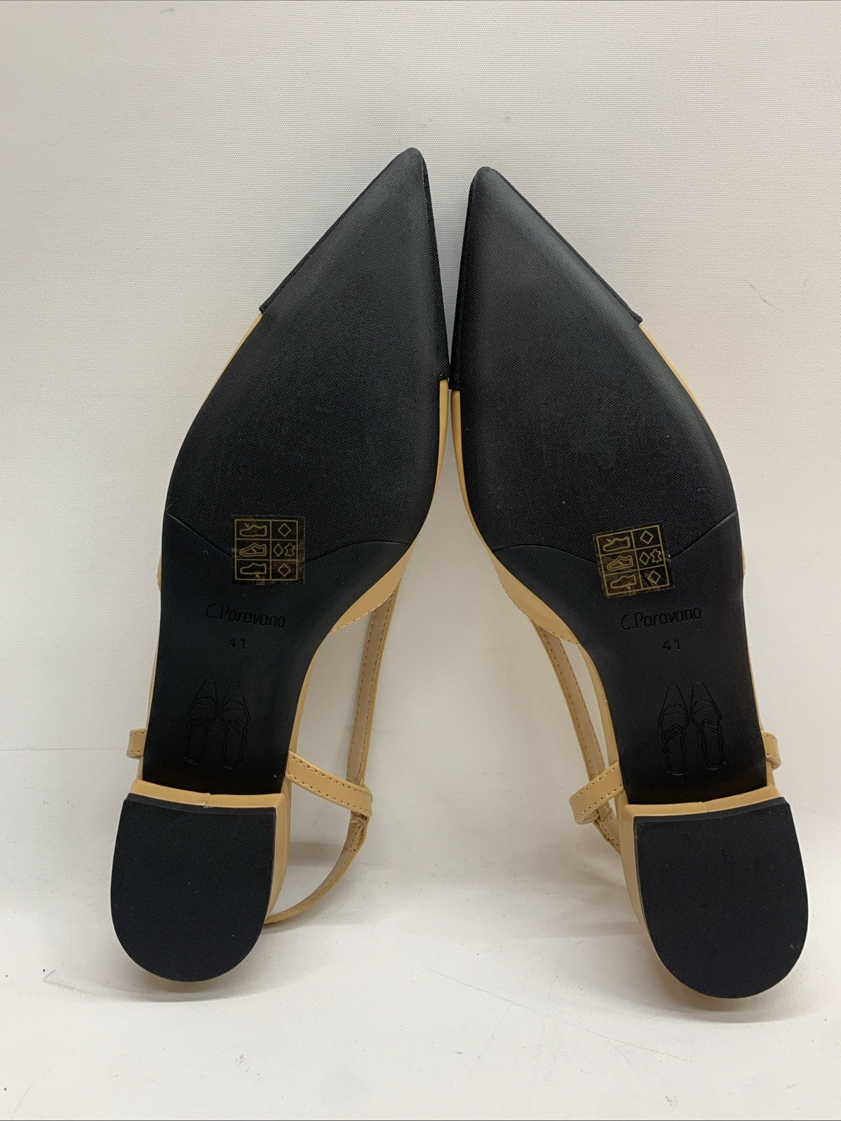 C. Paravano Women's Pointy Slingback Flat Shoes Tan Size 10.5 Pointed Toe Sandal