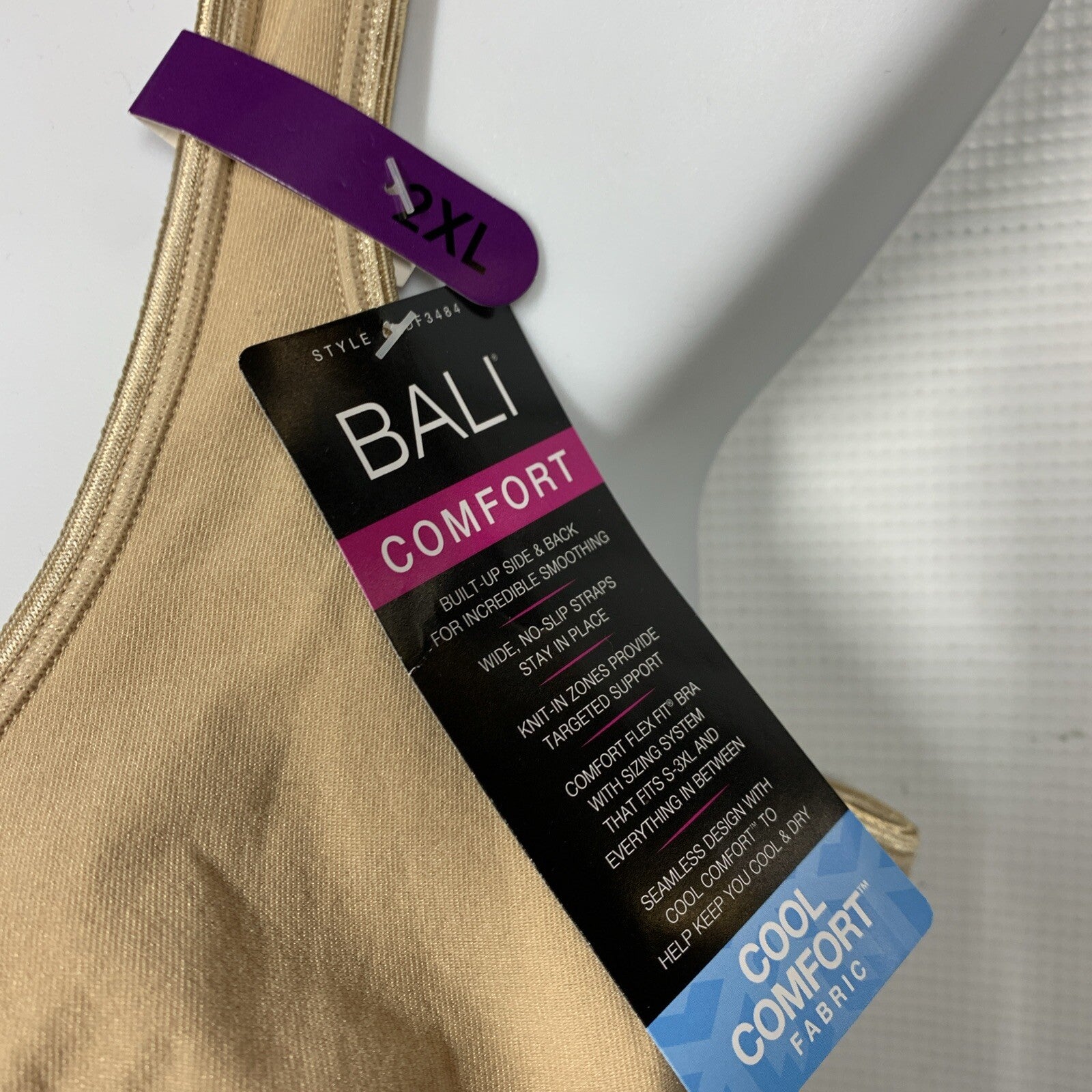 Bali 3484 Cool Comfort Fabric Wire free Bra Shape To Fit Size 2XL Beige #3484