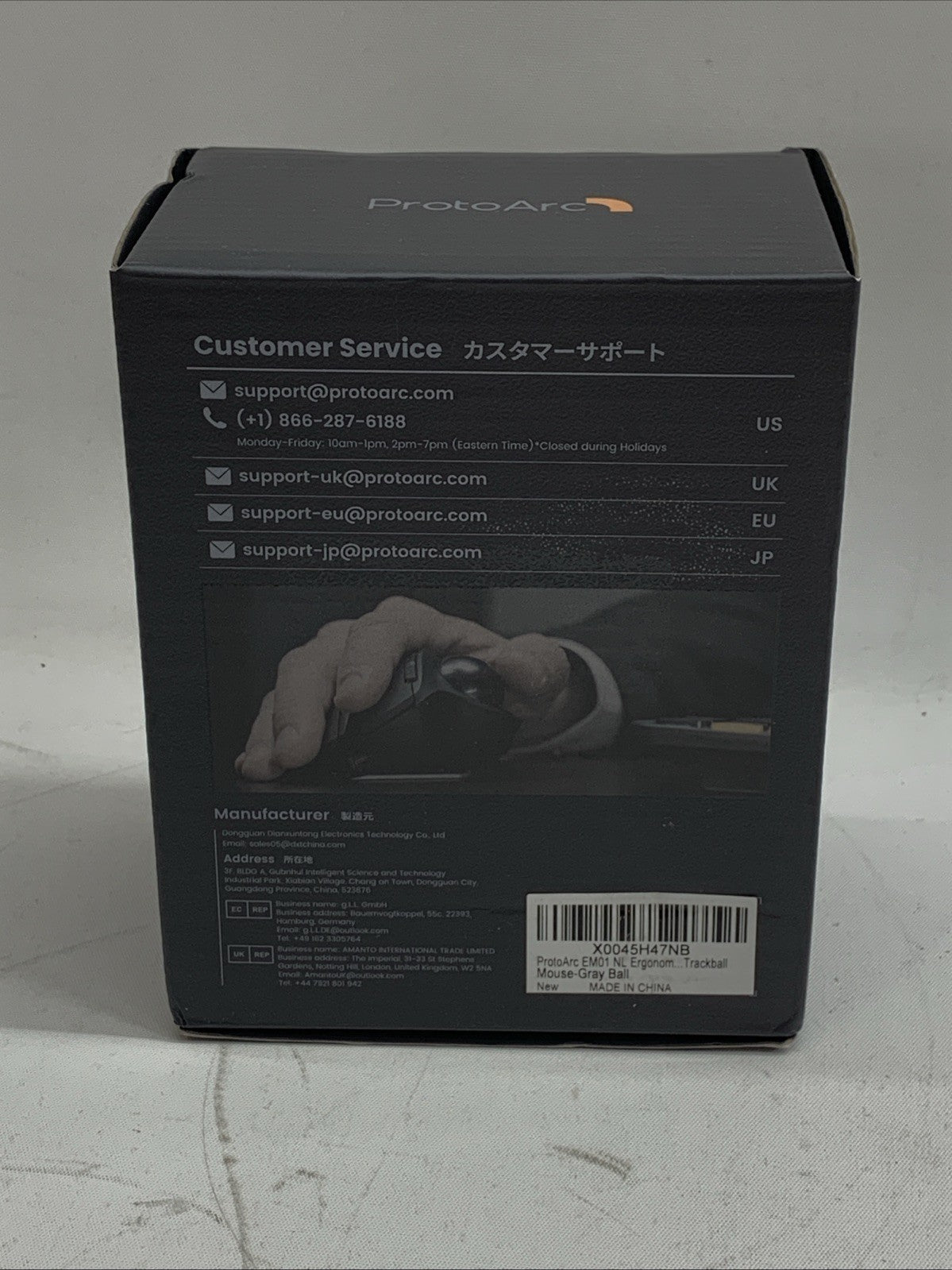 ProtoArc EM01 NL Ergonomic Bluetooth Wireless Trackball Mouse Rollerball Thumb