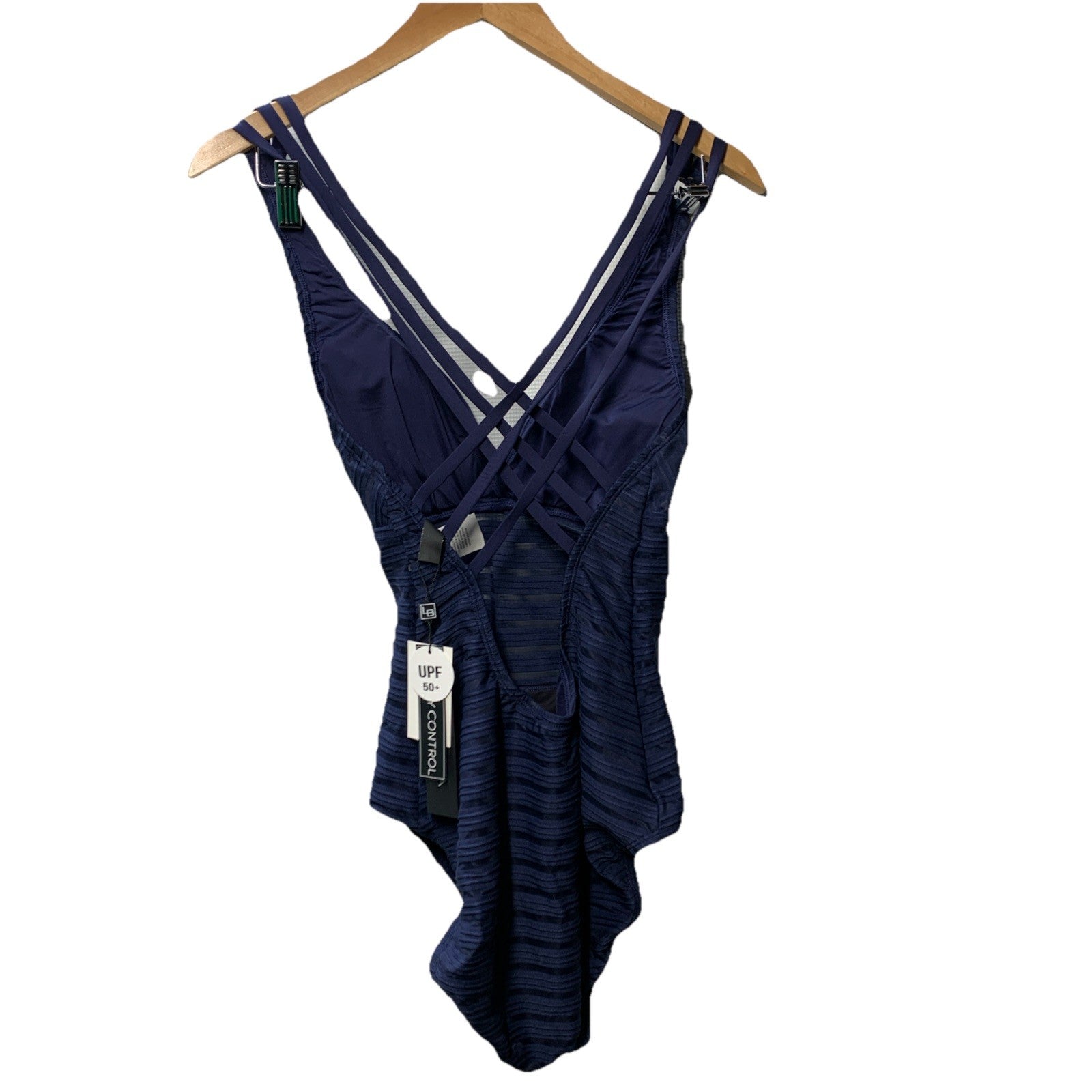 La Blanca women's multi-strap cross-back one-piece swimsuit in size 12, featuring stylish straps and a fitted swimwear design.