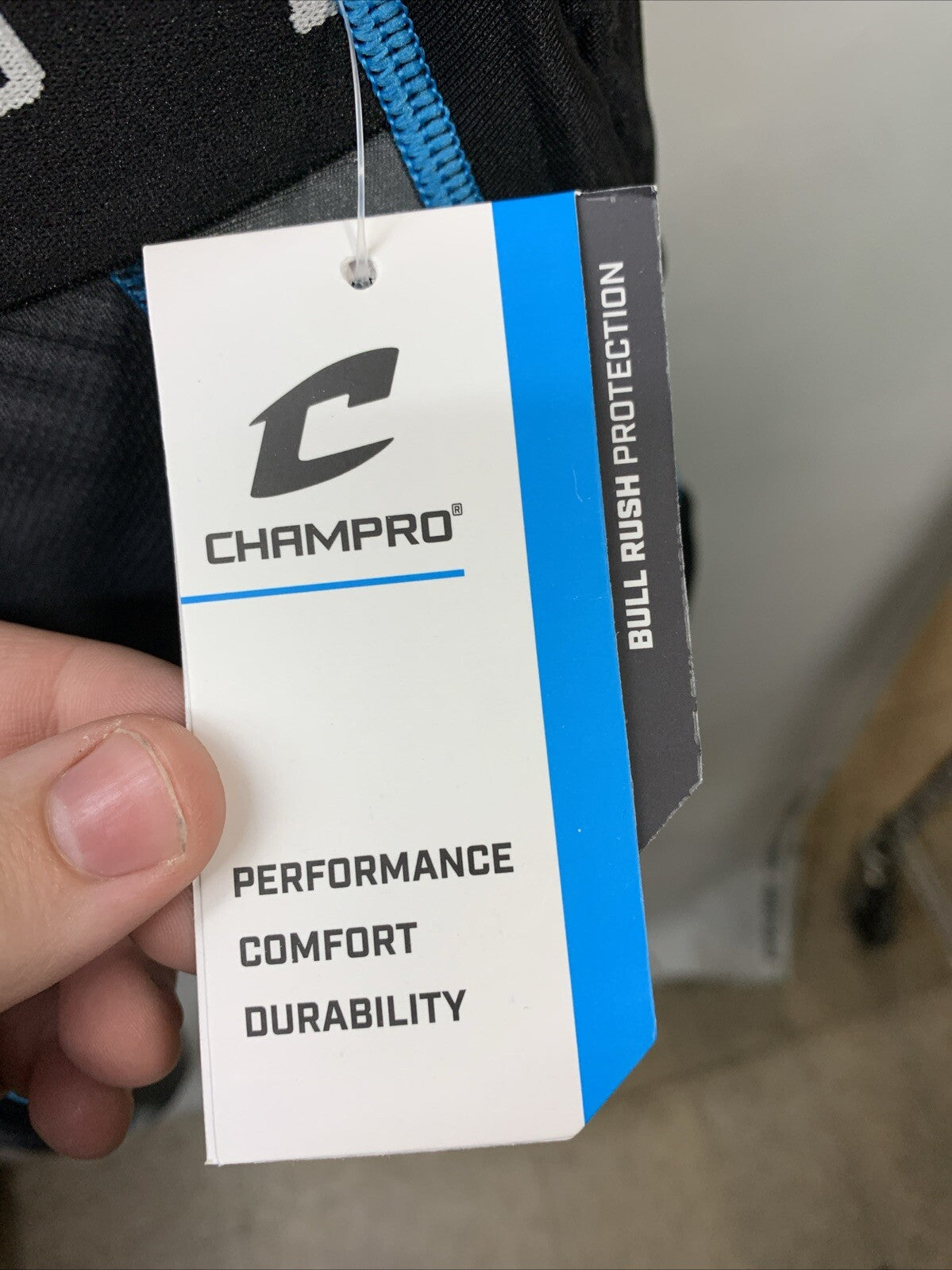 Champro Football Bull Rush 5 Pad Girdle, Black & Blue Size M Charcoal Comfortabl