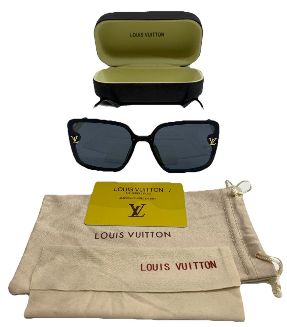 Louis Vuitton Women's Square Sunglasses Gold Metal 1342. 61 17-141 - USED GOOD