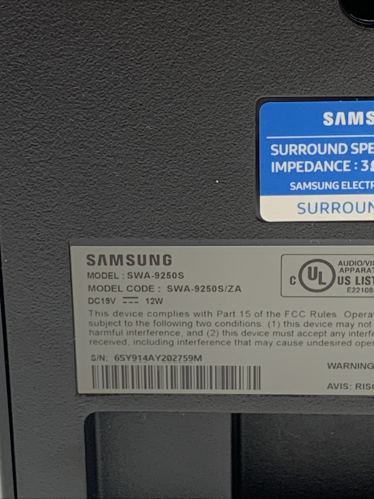Samsung 9250S 2 Ch Wireless Rear Surround Speaker System Kit (SWA-9250S/ZA)