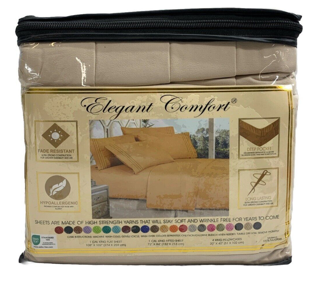 Elegant Comfort Luxury 1500 Premium Microfiber California King 4-Piece Sheet Set