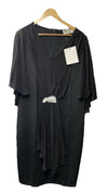 Hanna Nikole Women's Plus Size Chiffon Overlay Dress Size 20W, Black V-Neck