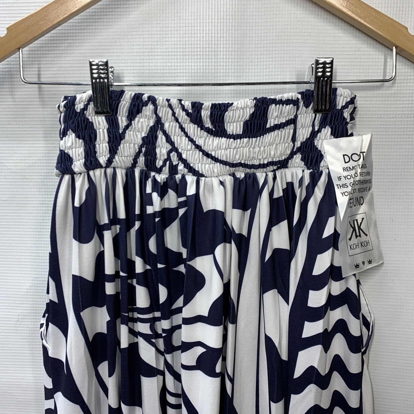 KOH KOH Womens Print Long Flowy Modest High Waist Maxi Skirt Navy Size Small