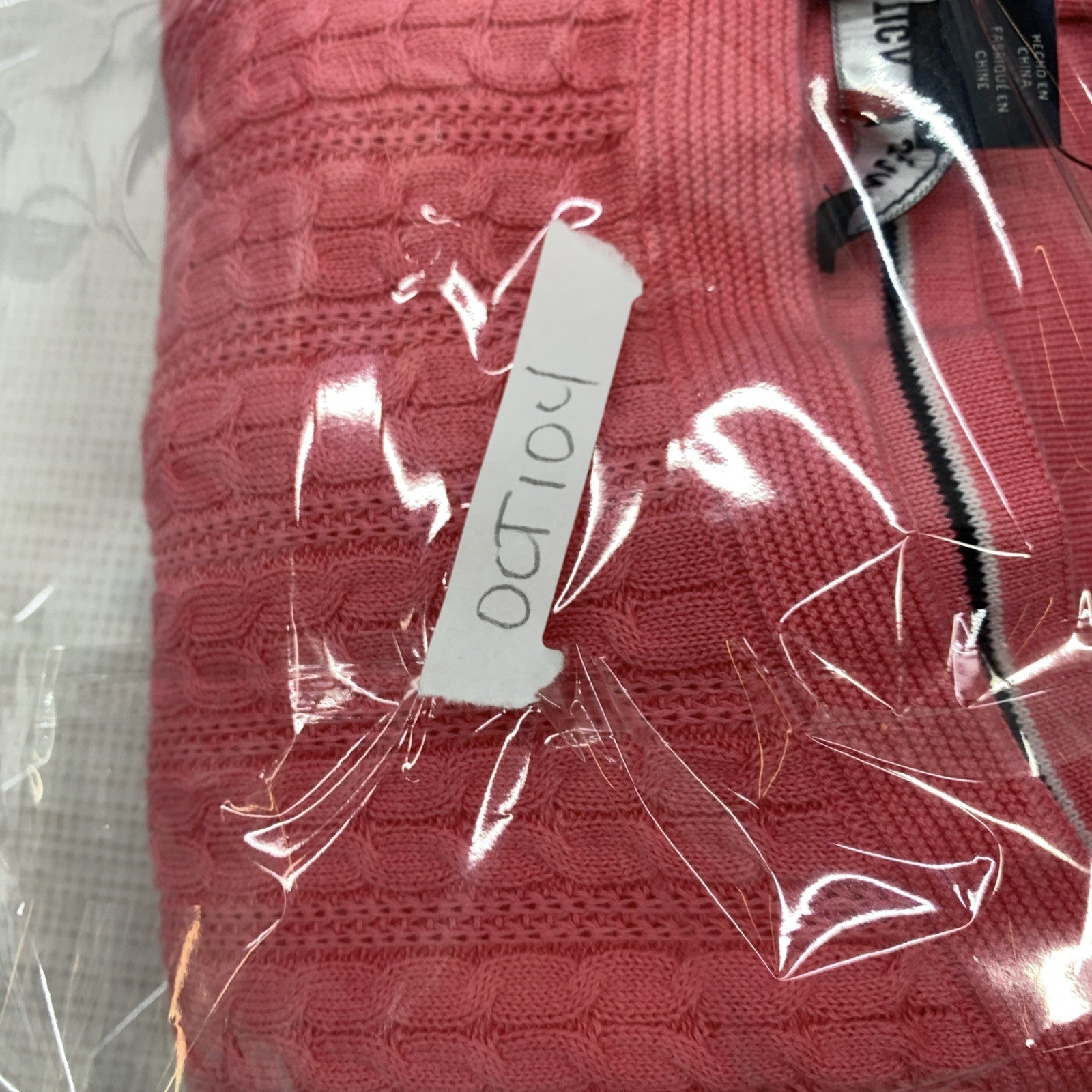 Nautica Jeans Womens Sweater Cable Knit Pink Cotton Long Sleeve Boatneck Size L