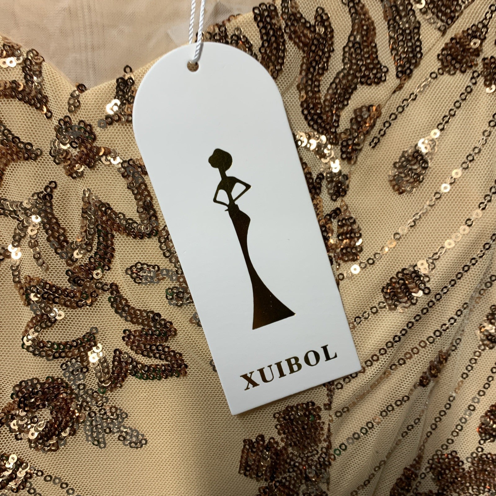 XUIBOL Women's Short Sleeve Sequin Mermaid Evening Formal Dress Size Medium