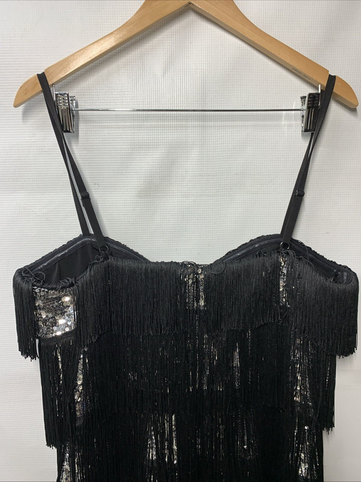 Dress the Population Black/Sliver Sequin Fringe Party Flapper 20s Dress Size XXL
