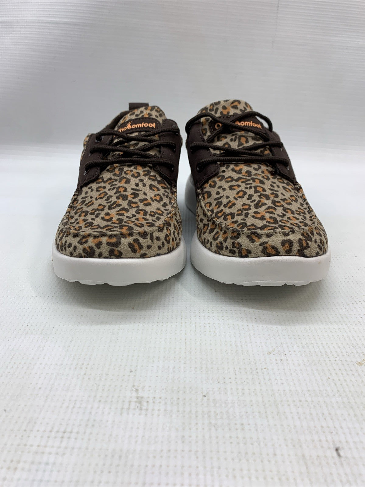 Ortho Comfort Shoes Womens 6.5 Fashion Sneakers Leopard Brown Fabric Lace Up