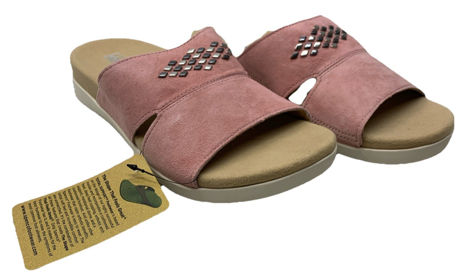 Spenco Women's Twilight Stud Slide Sandal Slip On Size 8B Coral Cloud Open Toe