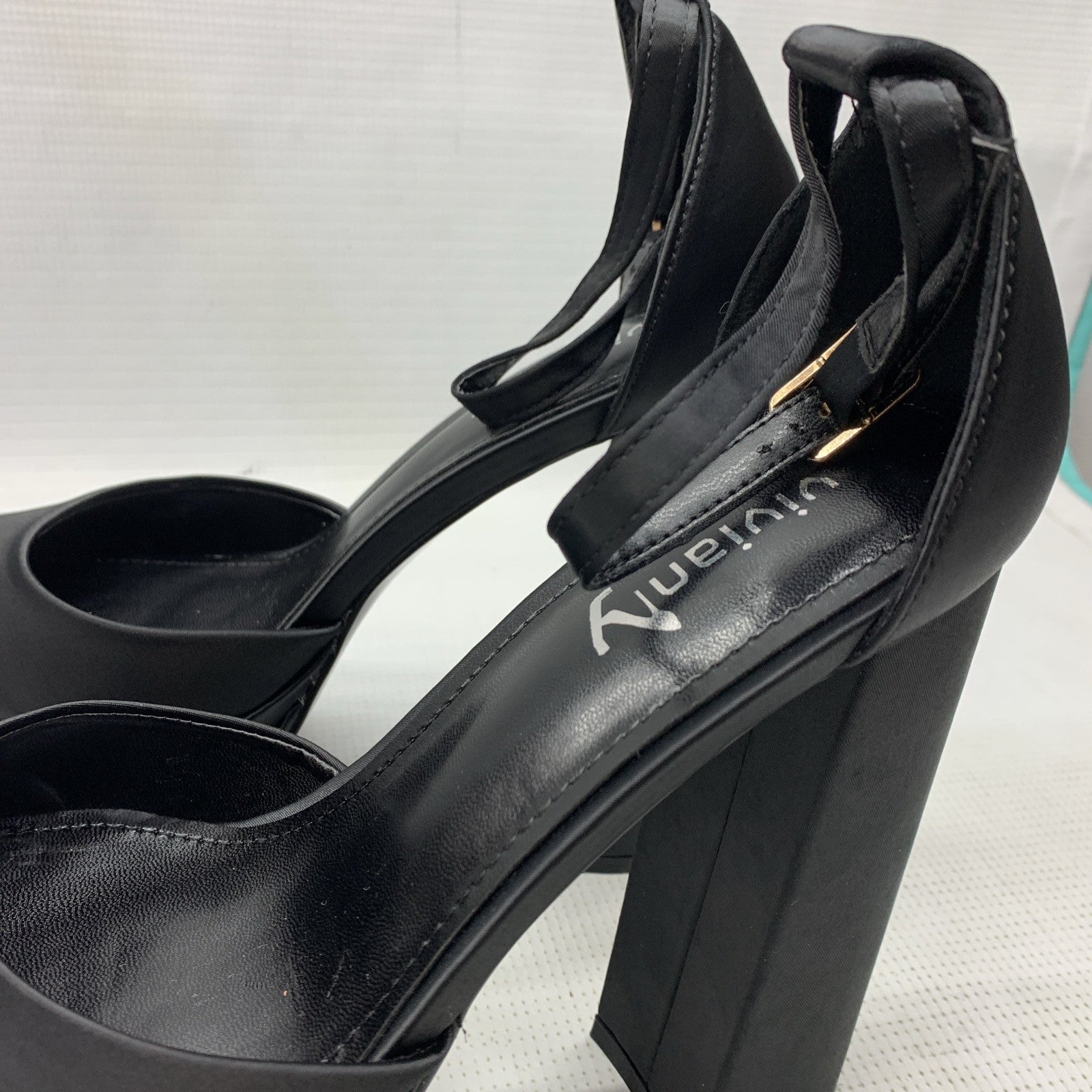 Vivianly Women's Platform Ankle Strap Open Toe Chunky Block High Heels Black 9
