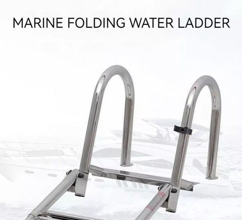 316 Stainless Steel 4 Step Marine Boat Folding Telescoping Ladder Yacht Ladder