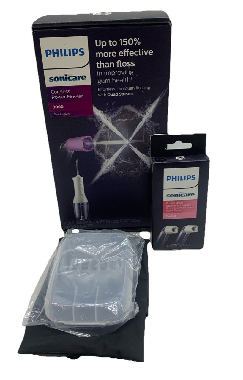 Philips Sonicare Cordless Power Flosser 3000 Oral Irrigator with 2 Nozzles