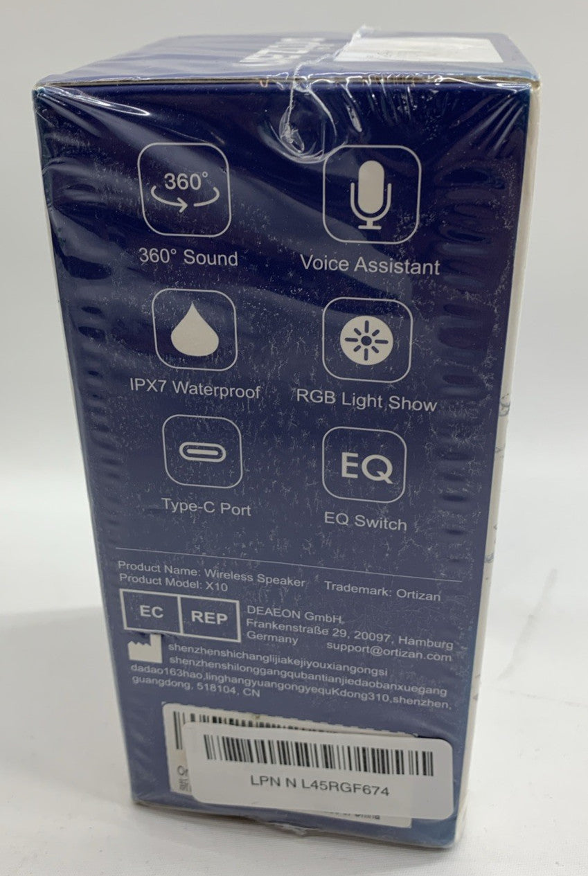 Ortizan X10 Portable Waterproof Wireless Bluetooth Speaker Type-C Port EQ Switch