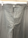 Dickies women's flat front stretch twill long pants in desert black, size 24, regular fit, shown on a model.