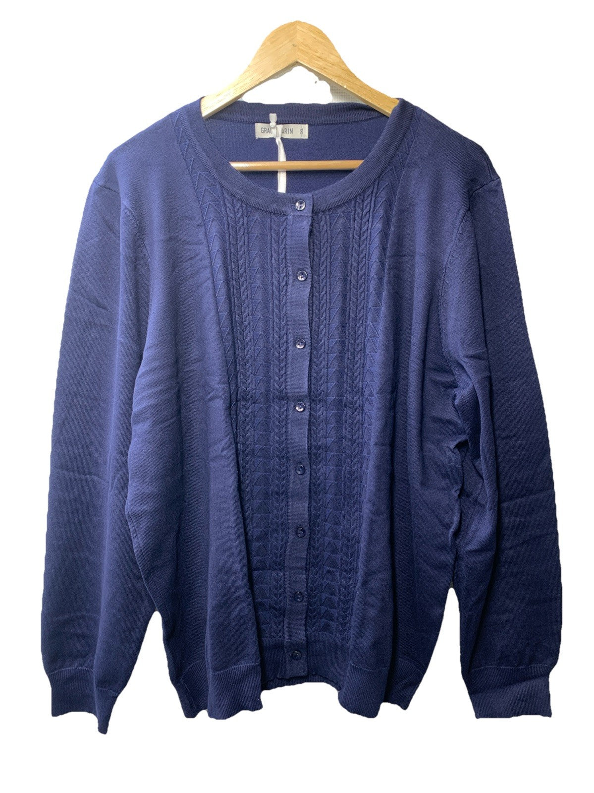 GRACE KARIN Women's Long Sleeve Button Up Shirt Cable Knit Cardigan Size 3XL