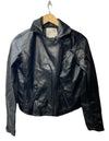 ANTHROPOLOGIE Faux Leather Moto Jacket Women's Long Sleeve with Pockets Size 2XS