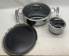 HexClad Hybrid Stainless Steel Cookware 5Piece Set w/Cover Lid & Griddle - USED