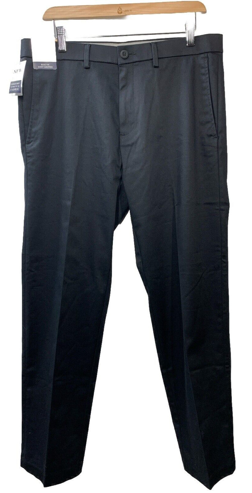 Haggar Men's Black Straight Fit Flat Front Dress Long Pants Size 33Wx30L
