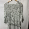 Gray women's beaded scoop neck 3/4 sleeve dress by The Family Flips, long evening dress in size 12.