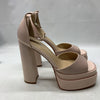 Vivianly Womens Platform Ankle Strap Open Toe Chunky Block High Heels Nude Sz 9