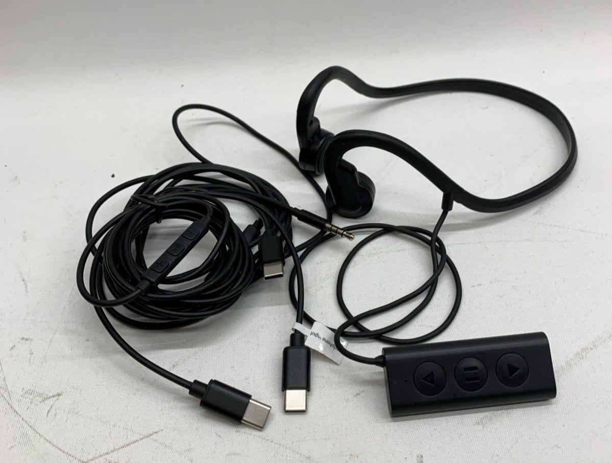 Wired Bone Conduction Headphones, Open Ear Sports Headphone Black Waterproof