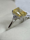 Radiant Cut Yellow Sterling Silver .925 CZ 3 Stone Engagement Ring Size 8.5
