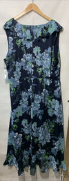 London Times T5764W Sleeveless V-neck Midi Dress for Cocktail Formal Size 22W