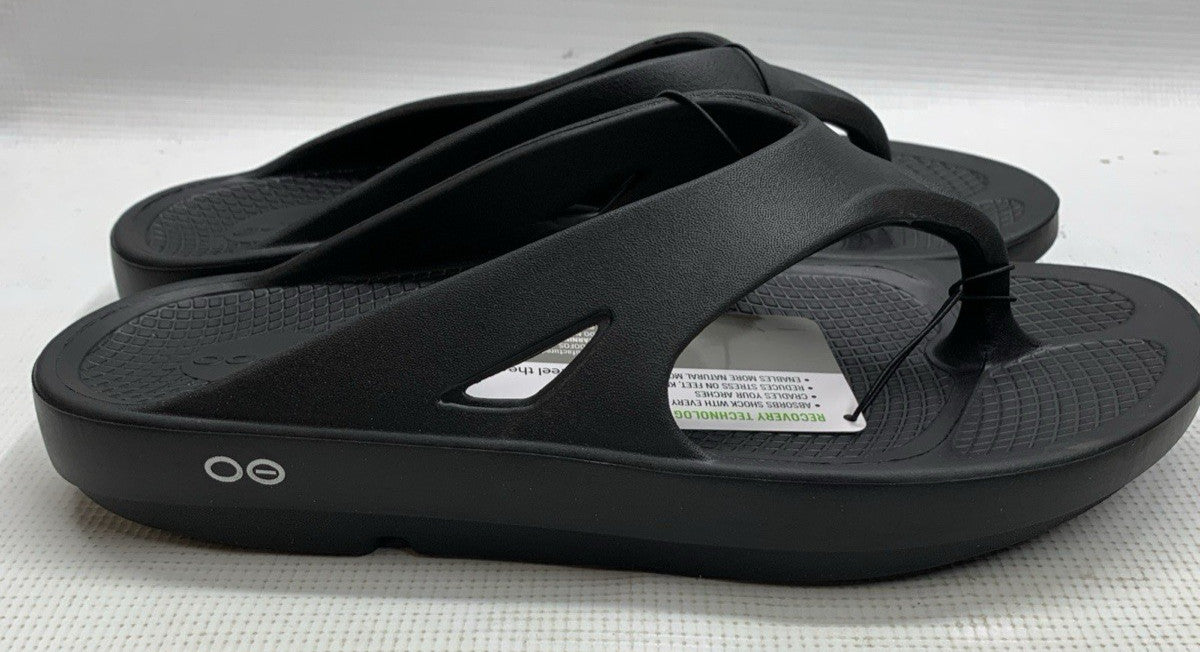 OOFOS OOmega Women's Thong Sandal Black 100% Original Size 11 Slip-on Footwear