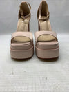 Vivianly Womens Platform Ankle Strap Open Toe Chunky Block High Heels Nude Sz 9