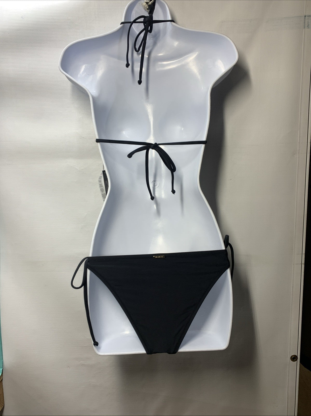 RELLECIGA Women's Triangle Bikini Set Black Small 2 Piece Swimwear Drawstring