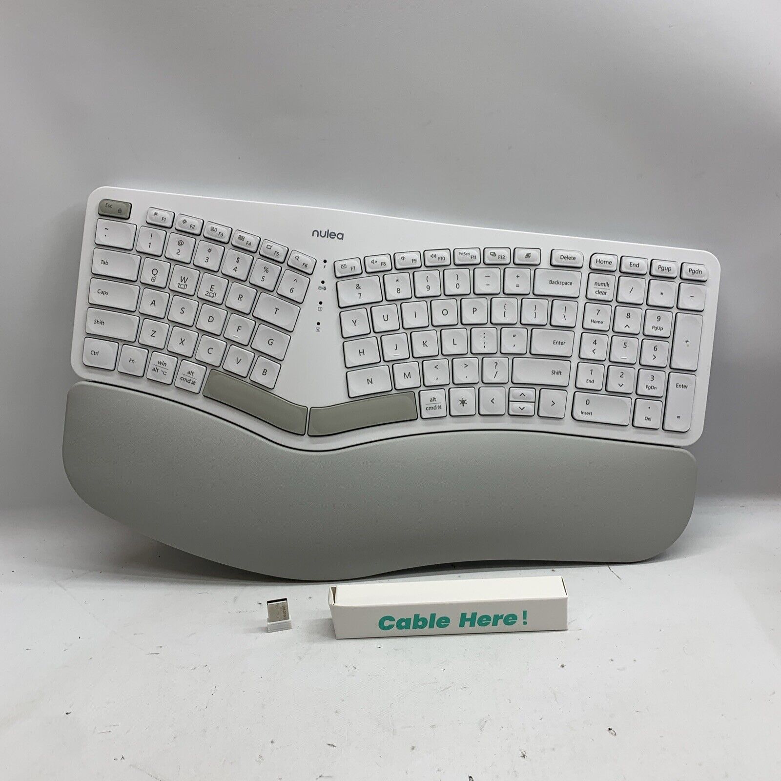 Nulea Ergonomic White 2.4G Wireless/Bluetooth Keyboard RT05 QWERTY Ergonomic
