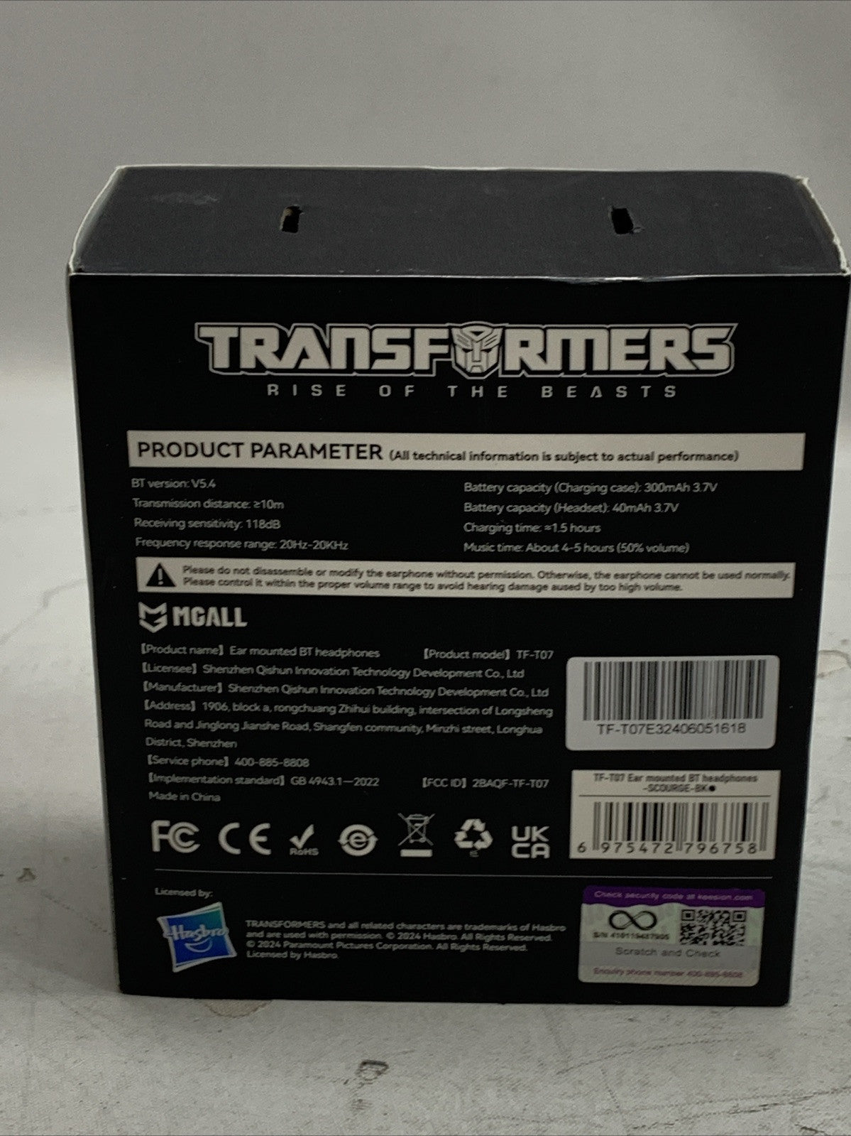 Transformers TF-T07 Open Ear Headphones Wireless Bluetooth 5.4, for Android/iOS