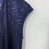 Grace Karin Sparkly Sequin Faux Wrap Short Sleeve Dress V-Neck Navy Size Small