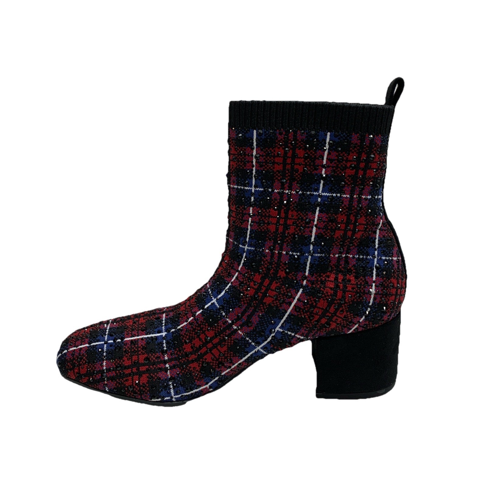 Kenneth Cole Reaction Women RIDA Stretch Jewel Bootie Red Plaid RL22RSJ11 Sz 7M